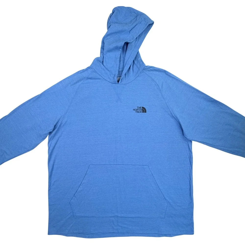 The North Face Hoodie Men XXL Blue Performance Cotton Rayon Classic Lightweight